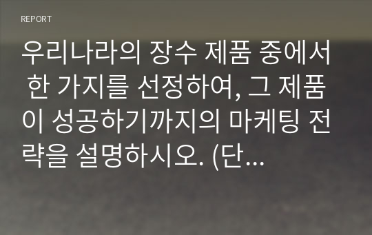 우리나라의 장수 제품 중에서 한 가지를 선정하여, 그 제품이 성공하기까지의 마케팅 전략을 설명하시오. (단, 장수 제품의 기준은 현재 기준으로 10년이 넘은 제품으로 함)