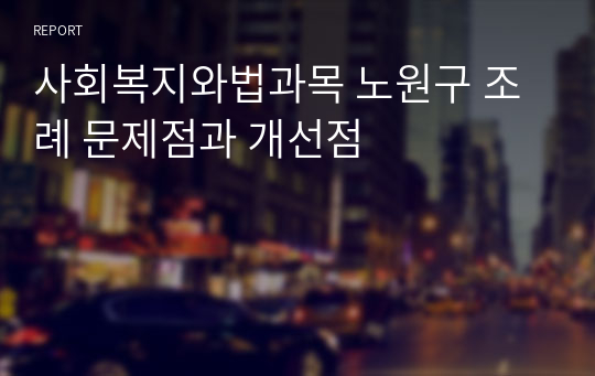 사회복지와법과목 노원구 조례 문제점과 개선점