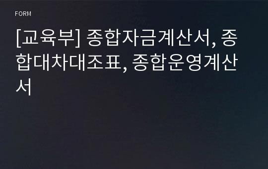 [교육부] 종합자금계산서, 종합대차대조표, 종합운영계산서