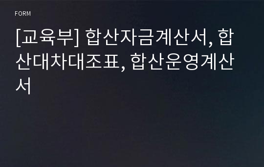 [교육부] 합산자금계산서, 합산대차대조표, 합산운영계산서