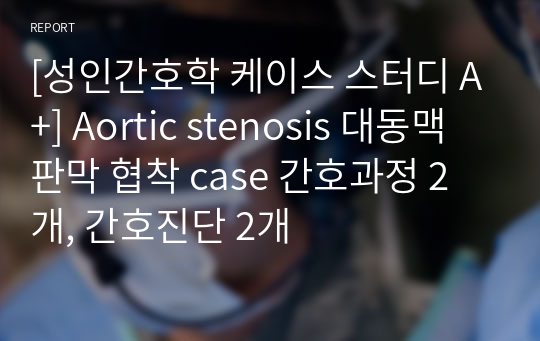 [성인간호학 케이스 스터디 A+] Aortic stenosis 대동맥판막 협착 case 간호과정 2개, 간호진단 2개