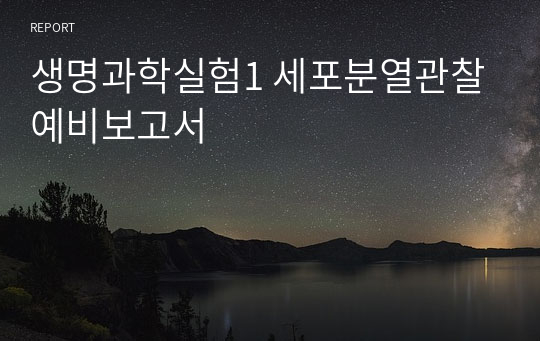 생명과학실험1 세포분열관찰 예비보고서