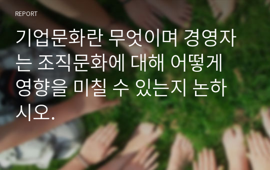 기업문화란 무엇이며 경영자는 조직문화에 대해 어떻게 영향을 미칠 수 있는지 논하시오.