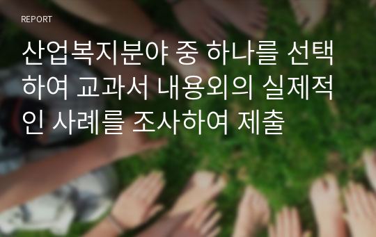 산업복지분야 중 하나를 선택하여 교과서 내용외의 실제적인 사례를 조사하여 제출