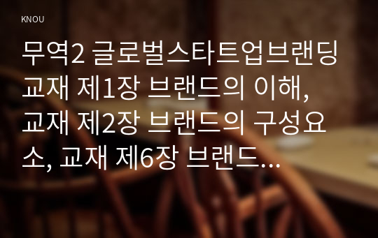 무역2 글로벌스타트업브랜딩 교재 제1장 브랜드의 이해, 교재 제2장 브랜드의 구성요소, 교재 제6장 브랜드 계층구조 내용을 각 장별로 요약하여 정리하시오.