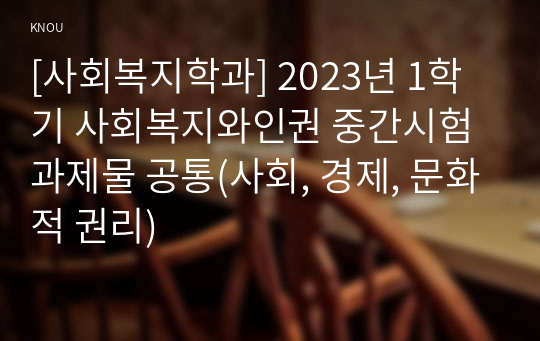 [사회복지학과] 2023년 1학기 사회복지와인권 중간시험과제물 공통(사회, 경제, 문화적 권리)