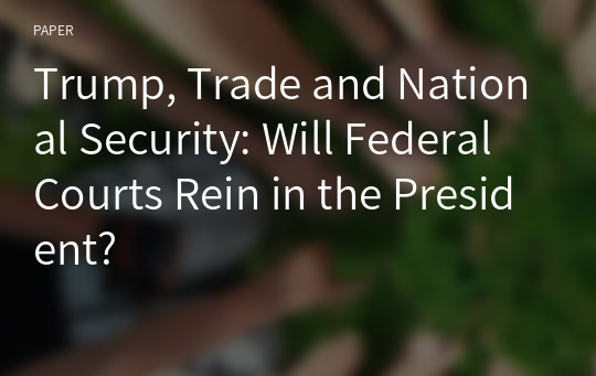 Trump, Trade and National Security: Will Federal Courts Rein in the President?