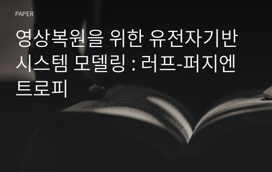 영상복원을 위한 유전자기반 시스템 모델링 : 러프-퍼지엔트로피