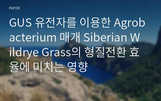 GUS 유전자를 이용한 Agrobacterium 매개 Siberian Wildrye Grass의 형질전환 효율에 미치는 영향