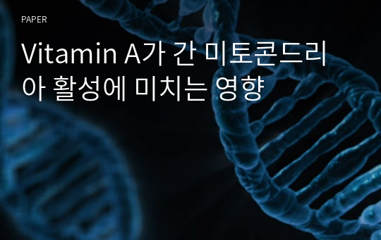 Vitamin A가 간 미토콘드리아 활성에 미치는 영향