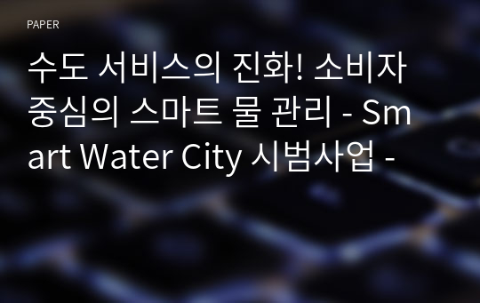 수도 서비스의 진화! 소비자 중심의 스마트 물 관리 - Smart Water City 시범사업 -