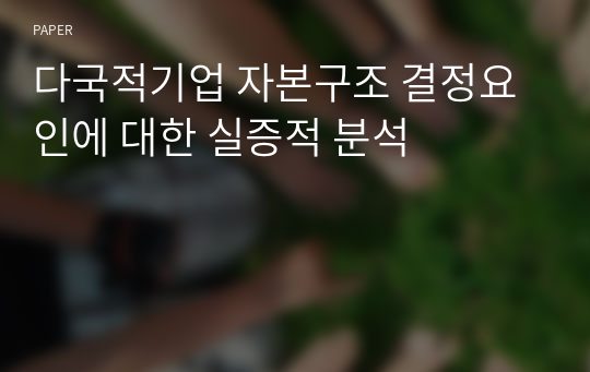 다국적기업 자본구조 결정요인에 대한 실증적 분석