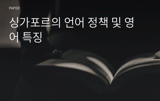 싱가포르의 언어 정책 및 영어 특징