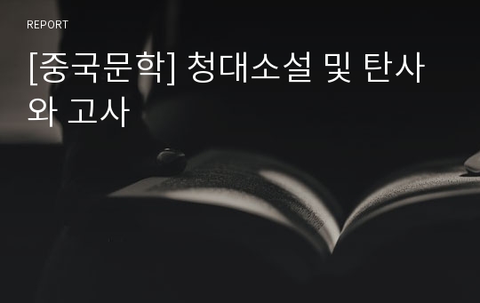 [중국문학] 청대소설 및 탄사와 고사