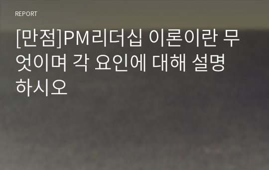 [만점]PM리더십 이론이란 무엇이며 각 요인에 대해 설명하시오