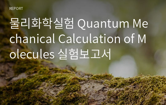 물리화학실험 Quantum Mechanical Calculation of Molecules 실험보고서