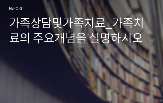 가족상담및가족치료_가족치료의 주요개념을 설명하시오