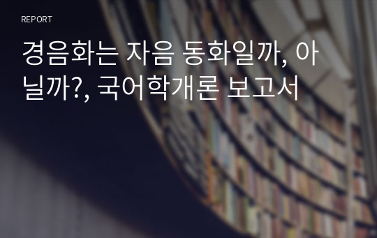 경음화는 자음 동화일까, 아닐까?, 국어학개론 보고서