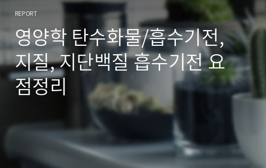 영양학 탄수화물/흡수기전, 지질, 지단백질 흡수기전 요점정리