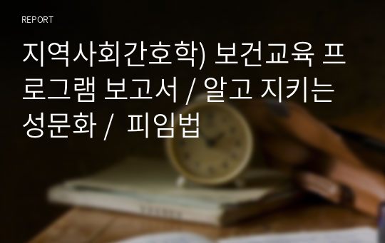 지역사회간호학) 보건교육 프로그램 보고서 / 알고 지키는 성문화 /  피임법