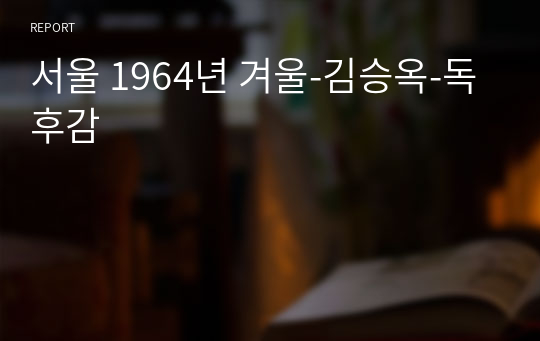 서울 1964년 겨울-김승옥-독후감