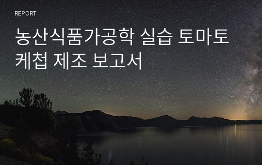 농산식품가공학 실습 토마토케첩 제조 보고서