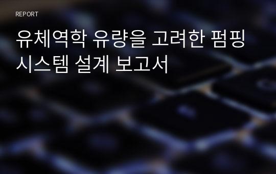 유체역학 유량을 고려한 펌핑시스템 설계 보고서