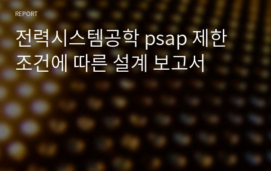 전력시스템공학 psap 제한 조건에 따른 설계 보고서