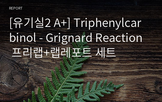 [유기실2 A+] Triphenylcarbinol - Grignard Reaction 프리랩+랩레포트 세트