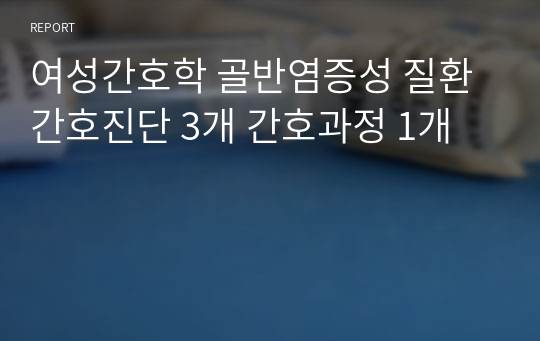 여성간호학 골반염증성 질환 간호진단 3개 간호과정 1개