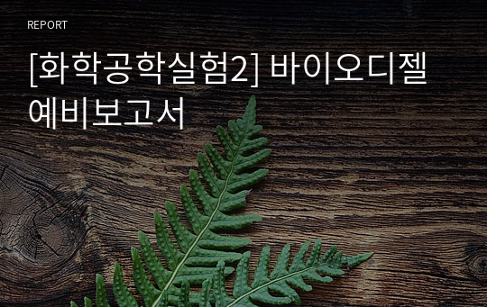 [화학공학실험2] 바이오디젤 예비보고서