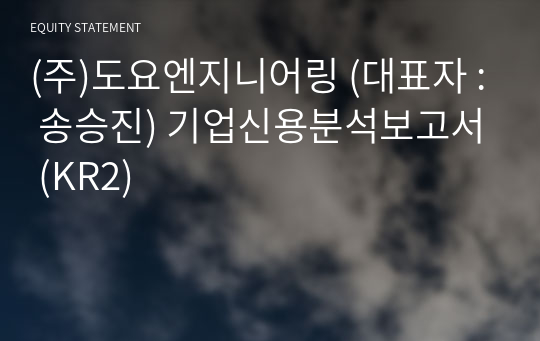 (주)도요엔지니어링 기업신용분석보고서 (KR2)