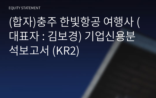 (합자)충주 한빛항공 여행사 기업신용분석보고서 (KR2)