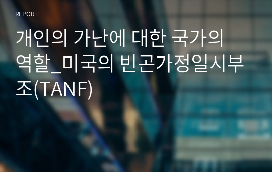 개인의 가난에 대한 국가의 역할_미국의 빈곤가정일시부조(TANF)