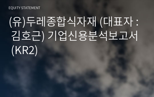 (유)두레종합식자재 기업신용분석보고서 (KR2)