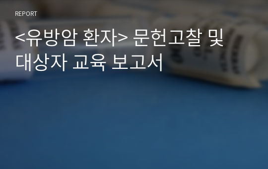 &lt;유방암 환자&gt; 문헌고찰 및 대상자 교육 보고서