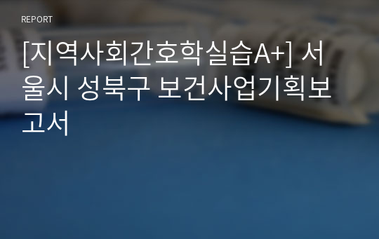 [지역사회간호학실습A+] 서울시 성북구 보건사업기획보고서