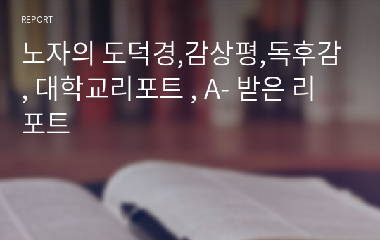 노자의 도덕경,감상평,독후감, 대학교리포트 , A- 받은 리포트