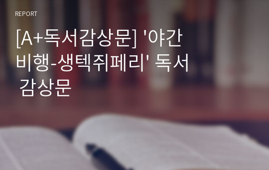 [A+독서감상문] &#039;야간비행-생텍쥐페리&#039; 독서 감상문