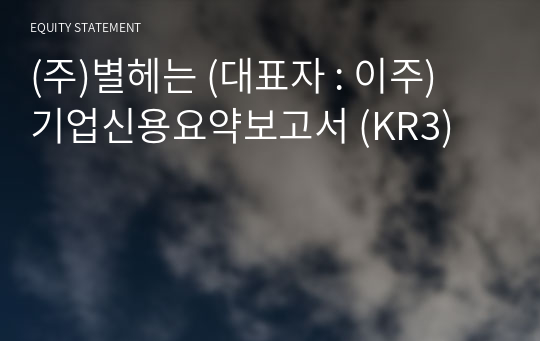 (주)별헤는 기업신용요약보고서 (KR3)