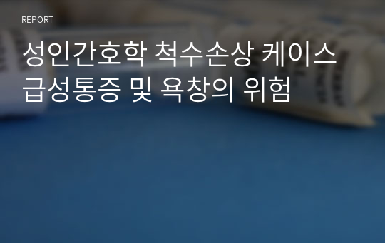 성인간호학 척수손상 케이스 급성통증 및 욕창의 위험