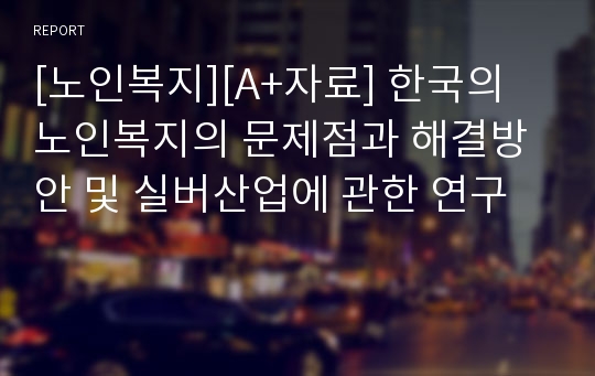 [노인복지][A+자료] 한국의 노인복지의 문제점과 해결방안 및 실버산업에 관한 연구