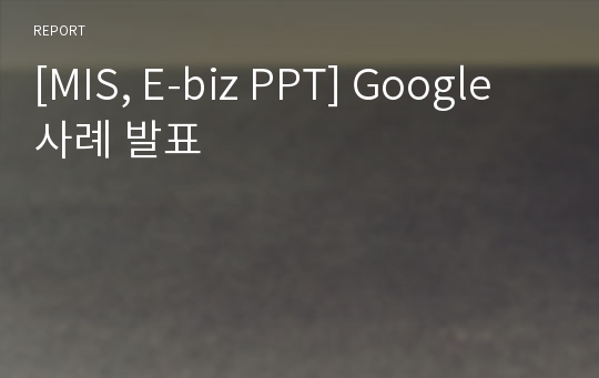 [MIS, E-biz PPT] Google 사례 발표