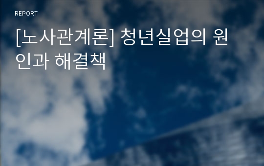 [노사관계론] 청년실업의 원인과 해결책