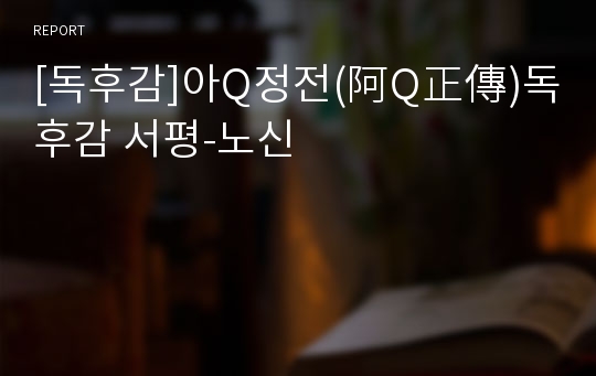 [독후감]아Q정전(阿Q正傳)독후감 서평-노신