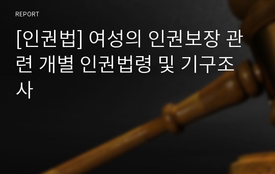 [인권법] 여성의 인권보장 관련 개별 인권법령 및 기구조사