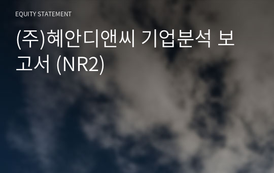 (주)혜안디앤씨 기업분석 보고서 (NR2)