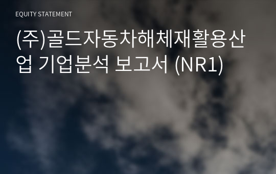 (주)골드자동차해체재활용산업 기업분석 보고서 (NR1)