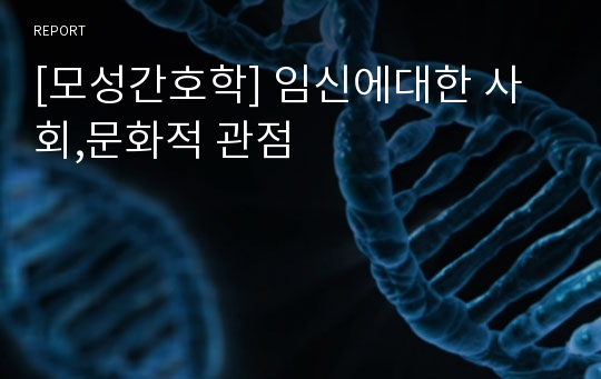 [모성간호학] 임신에대한 사회,문화적 관점