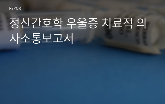 정신간호학 우울증 치료적 의사소통보고서